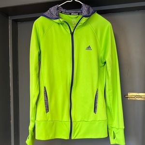 Adidas Green and Purple Athletic Jacket with Hood